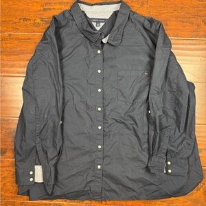 Tommy Hilfiger Navy Button Up, 3X, Unisex Blue Cotton Button Down